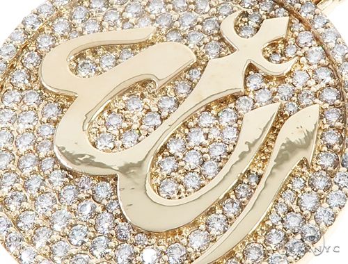 18K Yellow Gold Custom Diamond Allah Islam Pendant 65407 - Image 4