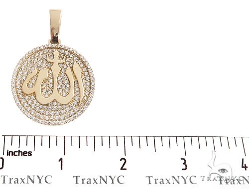 18K Yellow Gold Custom Diamond Allah Islam Pendant 65407 - Image 6