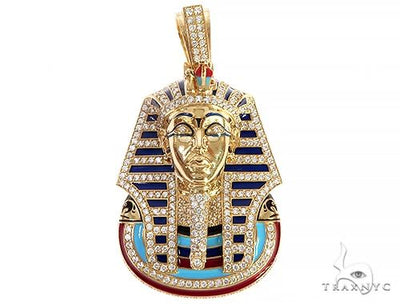 18K Yellow Gold Custom Diamond Pharaoh Pendant 65190 - Image 1