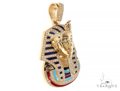 18K Yellow Gold Custom Diamond Pharaoh Pendant 65190 - Image 2