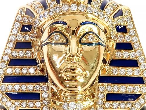 18K Yellow Gold Custom Diamond Pharaoh Pendant 65190 - Image 4
