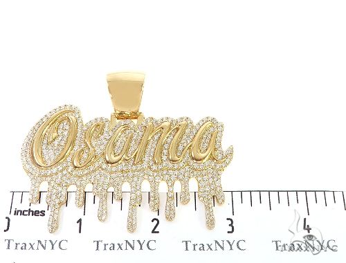 18K Yellow Gold Custom Made Osama Name Pendant 65666 - Image 6