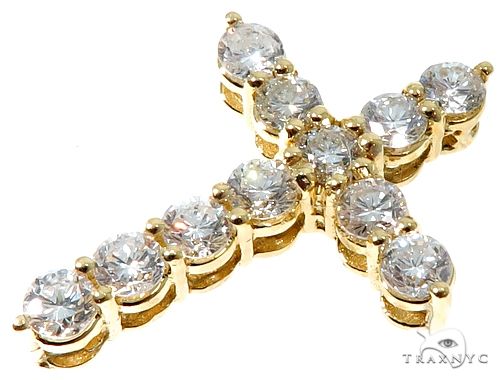 18K Yellow Gold Diamond Cross 64575 - Image 5