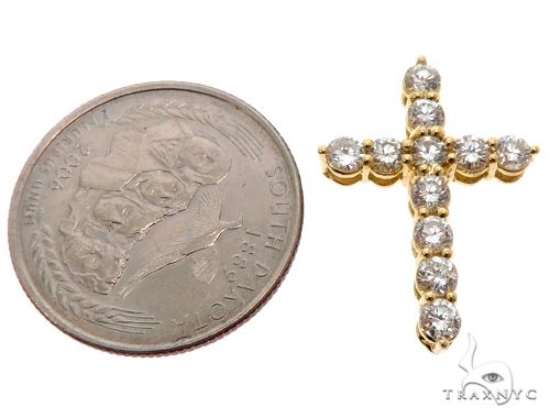 18K Yellow Gold Diamond Cross 64575 - Image 6