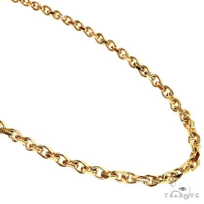 18K Yellow Gold Solid Curved Cable Link Chain 26 Inches 5.7mm   67687 - Image 1