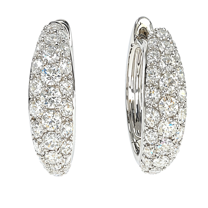18K Gold Diamond Hoop Earrings 67298