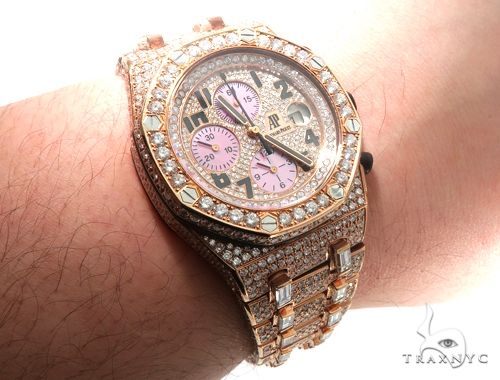 18Kt Rose Gold Full Diamond Audemars Piguet Royal Oak Offshore Watch 64069 - Image 16
