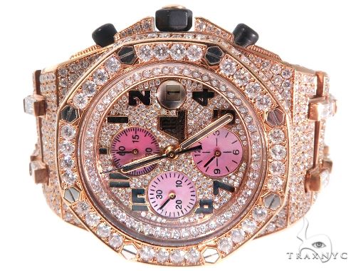 18Kt Rose Gold Full Diamond Audemars Piguet Royal Oak Offshore Watch 64069 - Image 3