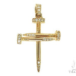 18k Gold Diamond Nail Cross Pendant 66030 - Image 1