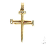 18k Gold Diamond Nail Cross Pendant 66030 - Image 3