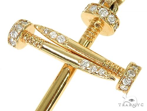 18k Gold Diamond Nail Cross Pendant 66030 - Image 4