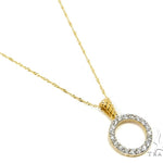 18k Yellow Gold Prong Diamond Necklace-40032 - Image 1