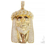 18k Yellow Gold Solid Diamond Jesus Pendant 65101 - Image 1