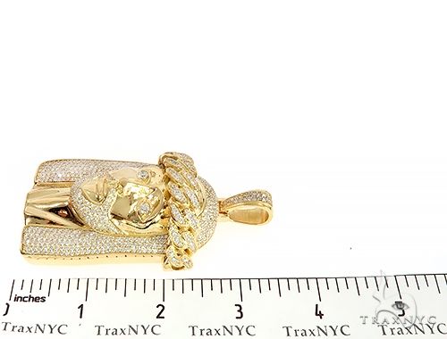 18k Yellow Gold Solid Diamond Jesus Pendant 65101 - Image 8