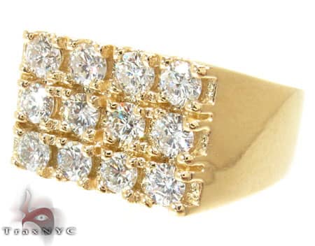 Mens Bold 12 Stone Gold Pinky Ring 19023 - Image 4