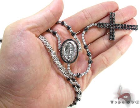 Black and White Gold Diamond Rosary 19027 - Image 9