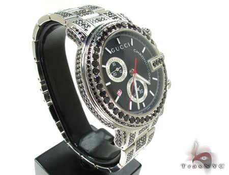 Fully Iced Black Diamond Gucci 101G Chrono YA101309 19208 - Image 3