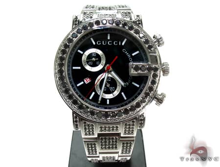 Fully Iced Black Diamond Gucci 101G Chrono YA101309 19208 - Image 2