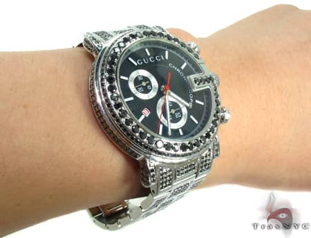 Fully Iced Black Diamond Gucci 101G Chrono YA101309 19208 - Image 14