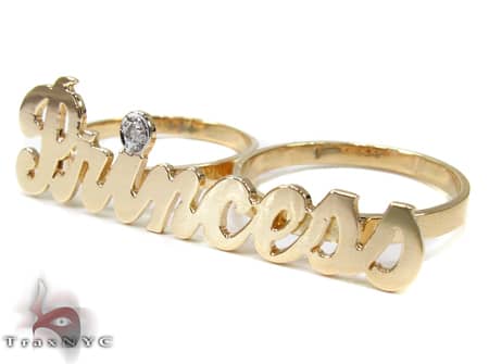 14K Yellow Gold & Diamond Princess Script Ring 19308 - Image 4