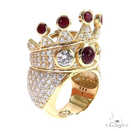 Diamond With Ruby Recreated Tupac Crown Ring  69129 - Image 2