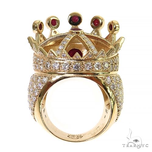 Diamond With Ruby Recreated Tupac Crown Ring  69129 - Image 3
