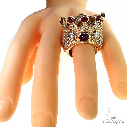 Diamond With Ruby Recreated Tupac Crown Ring  69129 - Image 6