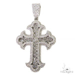 2 Row Emerald Cut Diamond Cross Pendant 68616 - Image 1