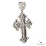 2 Row Emerald Cut Diamond Cross Pendant 68616 - Image 2