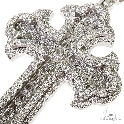 2 Row Emerald Cut Diamond Cross Pendant 68616 - Image 3