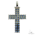 2 Row Ocean Blue Princess Cut Sapphire Cross 67704 - Image 4