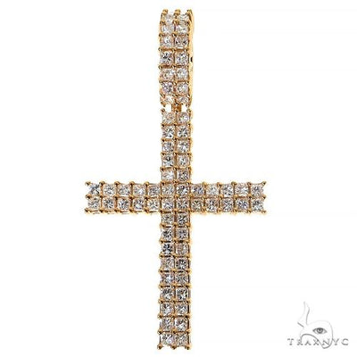 2 Row Princess Cut Diamond Cross Pendant 68531 - Image 1