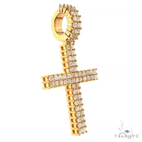 2 Row Princess Cut Diamond Cross Pendant 68531 - Image 2