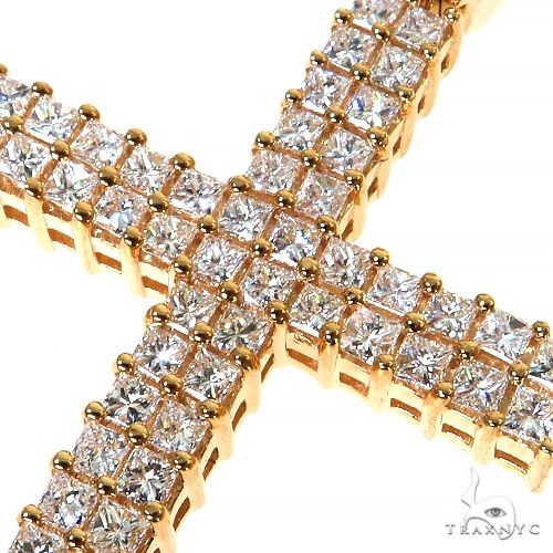 2 Row Princess Cut Diamond Cross Pendant 68531 - Image 3