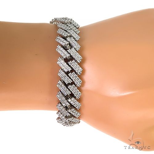 2 Row Prong Set Diamond Cuban Bracelet 66914 - Image 5