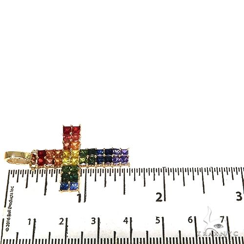 Rainbow 2 Row Princess Cut Sapphire Cross 67790 - Image 6
