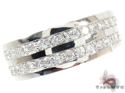 2 Row White Gold Round Cut Prong Diamond Wedding Ring 25181 - Image 1