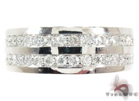 2 Row White Gold Round Cut Prong Diamond Wedding Ring 25181 - Image 2