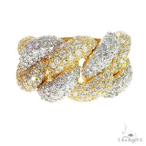 2 Tone 14K Gold Puffy Diamond Cuban Ring 66942 - Image 2