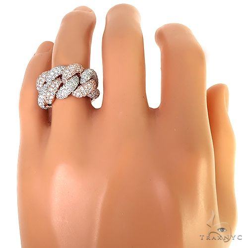 2 Tone 14K Gold Puffy Diamond Cuban Ring 66943 - Image 5