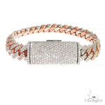 2 Tone Prong Set Diamond Cuban Bracelet 66928 - Image 2