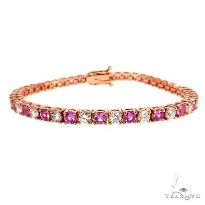 20 Pointer Pink Sapphire Diamond Tennis Bracelet 67814 - Image 1