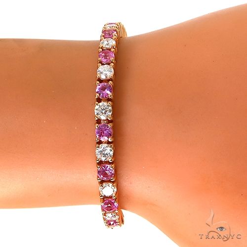 20 Pointer Pink Sapphire Diamond Tennis Bracelet 67814 - Image 4