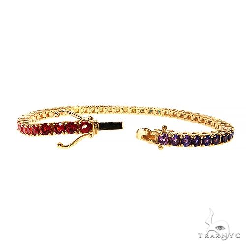 15 Pointer Rainbow Sapphire Tennis Bracelet 67521 - Image 2
