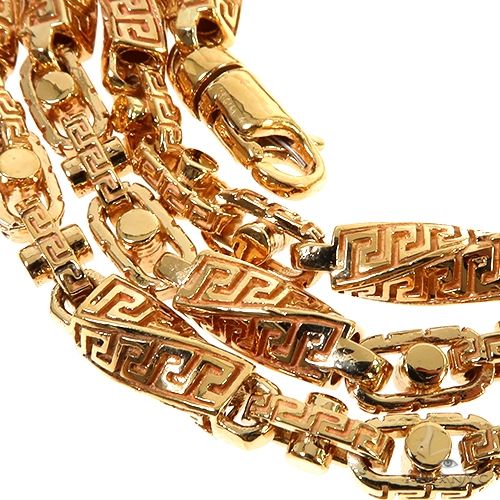 22K Yellow Gold Solid Greek Key Link Chain 26 Inches 5.5mm   67689 - Image 4