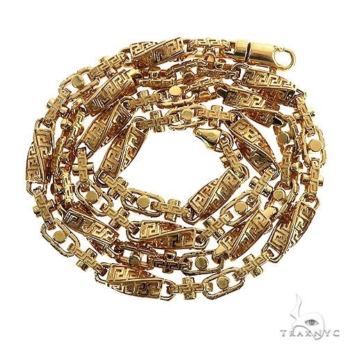22K Yellow Gold Solid Greek Key Links Chain 28 Inches 7.5mm   67154 - Image 3