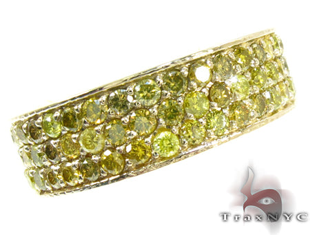 3 Row Canary Color Diamond Ring 24664 - Image 1