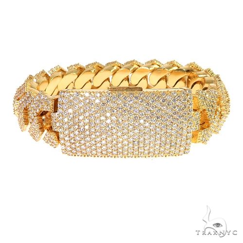 3 Row Prong Set Diamond Cuban Bracelet  67173 - Image 2