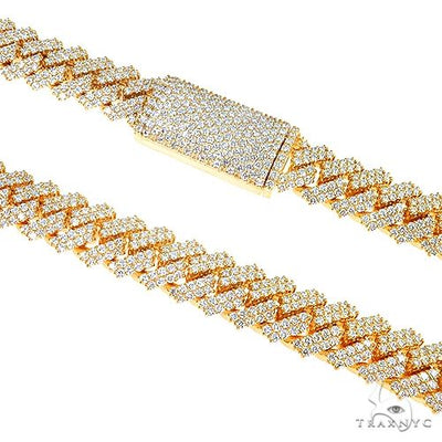 2  Row Prong Set Diamond Cuban Chain 66885 - Image 1