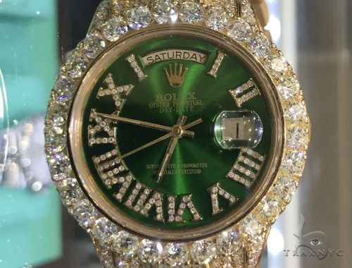 36mm Fully Iced 18K Yellow Gold Presidential Rolex Watch 63899 - Image 1